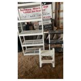 Two plastic shelves and plastic stepstool big