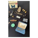 Menï¿½s money clips, pocket knife, tie bars, tie