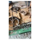 Metal well pulleys chain, flower basket, holder,
