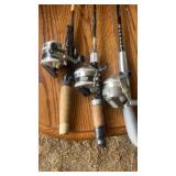 Three rods and reels. Including Zebco omega 1