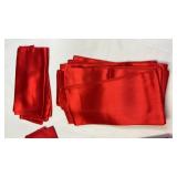 (2) Red Satin Table Runners & (11) Chair Ties;