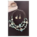 Beautiful shell aqua beads silver wire