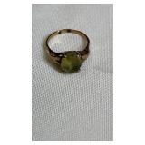 10 carat oval stone ring. Worn/abraded. 2.3 GR.