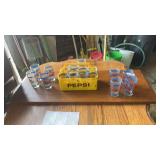 17 Pepsi glasses and carrying case