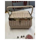 Vintage Sewing Basket, Pin Cushions and craft