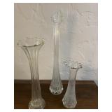 (3) Vintage "Swung" Vases Depression Glass