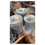 3 metal trash cans with lids
