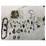 Lot of Necklace pendants, Cameo necklace, and