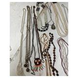 Large lot of long, mostly beaded, necklaces
