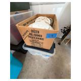 Tote & Box of Dishes, Cups