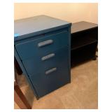 Wooden Filing Cabinet and Shelf on Wheels