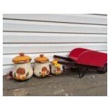 Mushroom Canister Jars Little Wheel Barrel Mushroom Canister Jars Little Wheel Barrel