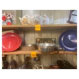 2 Metal Strainers a 10'x2' and 9'x3' , 2 Whirly Whirlers, Vintage Hand Crank Grinder