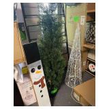 2 Green Xmas tree 47' Tall , Led Light White Tree 36' Tall , Snowman Board 5.5' x 32'