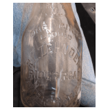 Chestnut Farm Milk Bottle, 2 RL Zehnder Pint Bottles, Maxwell House Coffee Jar, Embossed Apple Shaped Gallon. Miscellaneous Jars.