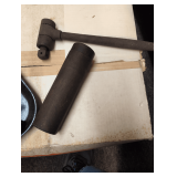 Ice Tongs, Reamers, Screwdrivers, Square, Wood Auger, Looks Like an Original Ratchet.  Wooden Box w Threaded Lid