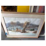 Florian K. Lawton Water Color Valley West 1976 29.5” X 39.5” Matted Framed