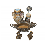 Hand Painted Urn - Beer Stein Music Box - Harmonica - Decorative Metal Candle Holders & Dish