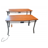 2 Adidas Tables Metal Base Wood Top a 60'x36'x32' Other is 48'x28'x27'