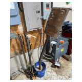 Steel Survey Stakes - Bent Metal Sign in Concrete Bucket