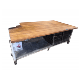 Butcher Block Top Bakery Prep Table - Top is 8’x5’ Butcher Block Top is 2” Thick - Base is Metal - Counter Height is 34”
