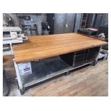 Butcher Block Top Bakery Prep Table - Top is 8’x5’ Butcher Block Top is 2” Thick - Base is Metal - Counter Height is 34”