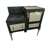 Antique Kerosene/Oil Graniteware Cook Stove w/ Oven - Wick Assembly Stamped 'ER' - 42' x 24' x 43'