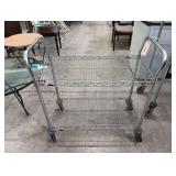 Metal Cart On Wheels With 2 Shelves. 37 1/2 Inches H By 38 1/2 W 20 Inches Deep