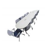 2 Piece Cofference Table 12ft Long with Outlets 12 Rolling Office Chairs