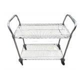Metal Cart On Wheels With 2 Shelves. 37 1/2 Inches H By 38 1/2 W 20 Inches Deep