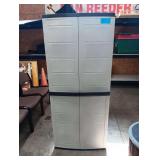 Outdoor Storage Container With 2 Doors 4 Shelves And Peg Board Style Doors. 30 1/2 Inches By 19 Inches W By 69 12 Inches H