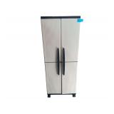 Outdoor Storage Container With 2 Doors and 5 Shelves. 26 3/4 Inches L By 16 Inches W By 68 Inches H