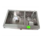 Double Bowl Stainless Steel Kitchen Sink With Grids 36”L.