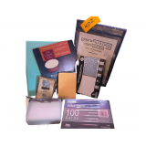 Assorted cards with envelopes, stationary, 5 pack job ticket holders, Private stock credential paper, 4 packs of 5" x 8" Index cards, 3x5 index cards with holder