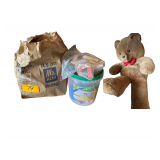 Shadow Box Picture- Teddy Bear - Tea Cups - Sidewalk Chalk