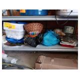 Shelf Of Various Glassware, Container of Straws , Baskets, Matching Cups