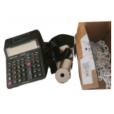 Box of Small Plastic Chain ,- Casio Adding Machine and rolls