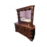 Wooden Dresser with Mirror 63 x 19 x 74 in
