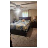 Solid Wood Bedroom Set - 2 End Stands, 26 x 16 x 27 - Queen Size Lift Bed Frame with Sleigh Head board - Dresser , 60 x 19 x 40