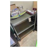 Serving Cart Locking Wheels And Removable Mats On Shelves.  NO CONTENTS