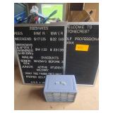 2 display boards with push pin letters