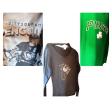 5 Penguin Shirts, 1 Pirates Shirt adult Sm.
