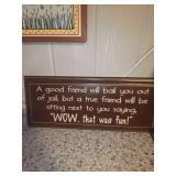 Red canisters, Friend sign, Honeywell family, & napkin holder, and vase