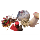 Decorative Items - Christmas Items - Bag of Micro LED Light Strings - Enamel coated Pitcher - Poinswtta Planter - Tent Stakes - Candle Lamp
