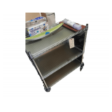 Serving Cart Locking Wheels And Removable Mats On Shelves.  NO CONTENTS