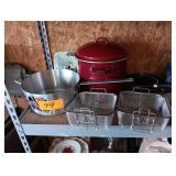 Paula Deen Pot With Lid, Aluminum Pot, 2 Fryer Baskets, Skillets