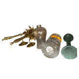 Glassware Assortment- Brass Wall Sconce Candle Holders 18”L.