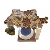 Round Picture Frame - Door stop - Beaded Table Runner - Artifical Plant