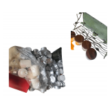 Box of tealight candles, small jar candles and green metal shelf