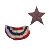 4 half round, pleated flags (faded) and a large metal star.
